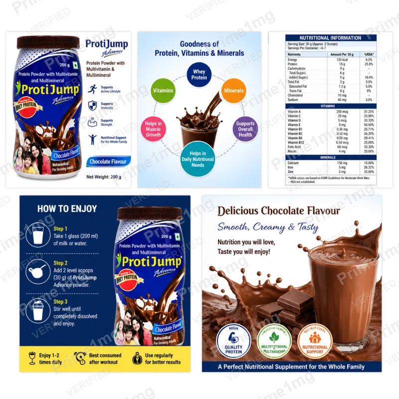 Protijump Advance Protein Powder 200gm (Chocolate Flavour) - Image 2